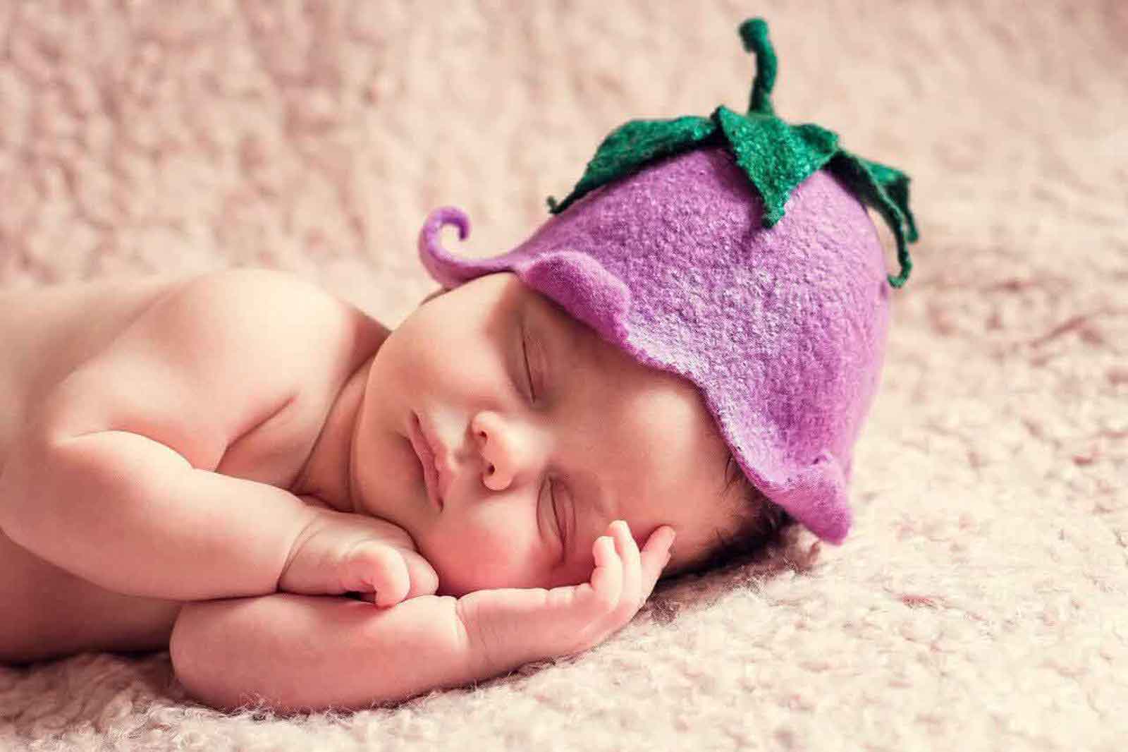 Cute sleeping baby with hat