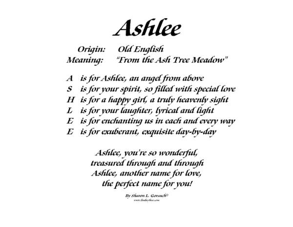 Meaning of Ashlee - LindseyBoo