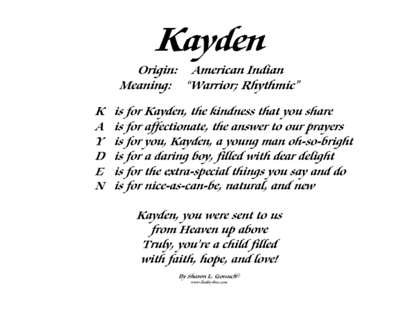 Meaning of Kayden - LindseyBoo