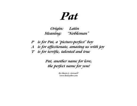 Meaning of Pat - LindseyBoo