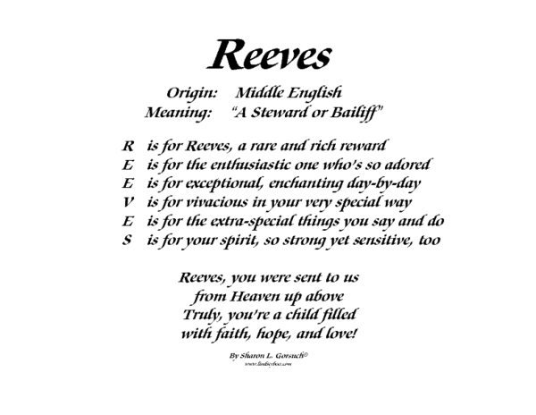 Meaning of Reeves - LindseyBoo