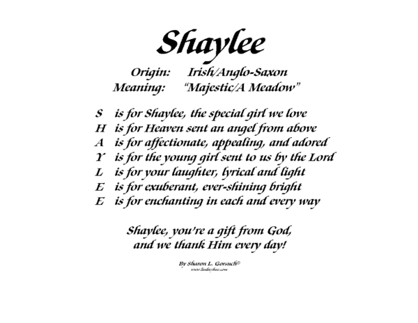 Shaley Meaning Meaning of Shaylee - LindseyBoo
